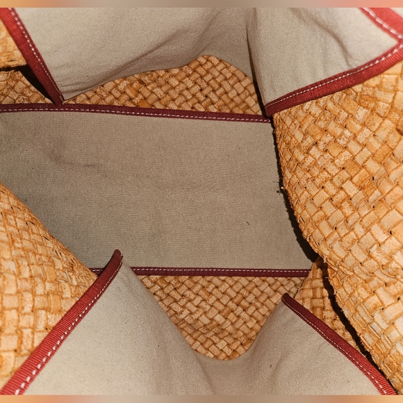 Massimo Palomba Tan Basket Weave Italian Leather Wide Tote - Picture 10 of 15